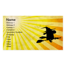 Halloween Witch; yellow Business Card Template