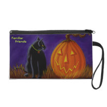Halloween,wristlet,black,cat,Jack-O-Lantern