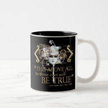 Hamlet "own self be true" Quote (Gold Version) Coffee Mug