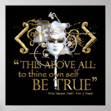 Hamlet "own self be true" Quote (Gold Version) Posters