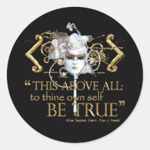 Hamlet "own self be true" Quote (Gold Version) Sticker