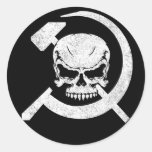 Hammer and Sickle with Skull Round Stickers