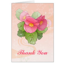 Hand drawn pink begonias greeting card