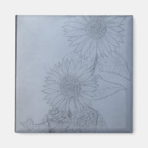 Hand Drawn Sunflower Magnet