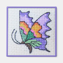 Hand embroidered bright butterfly refrigerator magnet