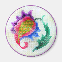 Hand embroidered bright flower 2 fridge magnet