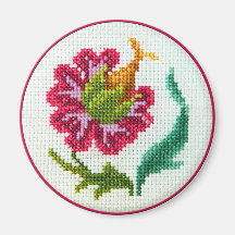 Hand embroidered bright flower 3 magnet