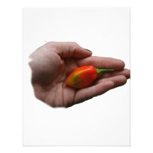 Hand Holding One habanero Hot Pepper Custom Invitation