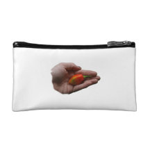 Hand Holding One habanero Hot Pepper Makeup Bag