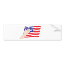 Hand over Flag bumper stickers