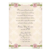 Hand Painted Pink Roses Rehearsal Dinner Personalized Invitations