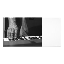 hand playing keyboard bw male music photo greeting card