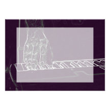 hand playing keyboard purple white ink outline custom invitation