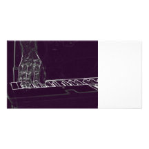 hand playing keyboard purple white ink outline photo card template