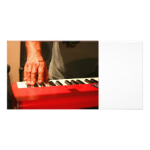 hand playing red keyboard male musician photo card
