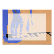 hand playing red keyboard orange blue male music invitation