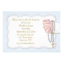 Hand Rosary Beads Blue Personalized Announcement