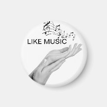 Hand with musical notes refrigerator magnet