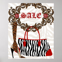 Handbag Purse Poster Boot Zebra Leopard Leather