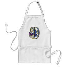 Handpainted Pansy IInitial - D Aprons