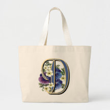 Handpainted Pansy IInitial - D Tote Bag