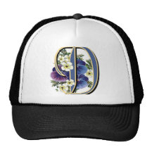 Handpainted Pansy IInitial - D Trucker Hats