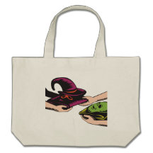 Hands Exchanging Halloween Mask Retro Bag