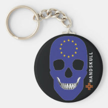 HANDSKULL Europe,Happy skull,Europe flag Keychain