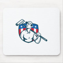 Handyman Painter Carrying Paint Roller Mouse Mats