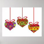 Hanging Heart Ornaments Poster