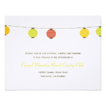 Hanging Lanterns Wedding Reception Card Custom Invite