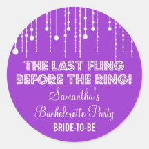 Hanging Lights Bachelorette Party Purple Round Round Sticker