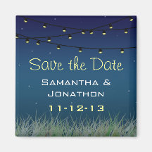 Hanging Lights Night Under the Stars Save the Date Fridge Magnet