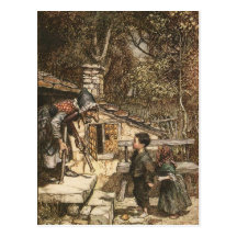 Hansel and Gretel Meet the Witch Post Card