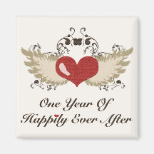 Happily Ever After 1st Anniversary Wedding Magnet