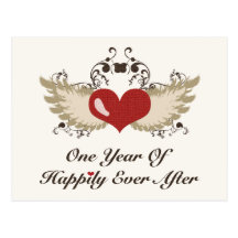 Happily Ever After First Year Anniversary Postcard