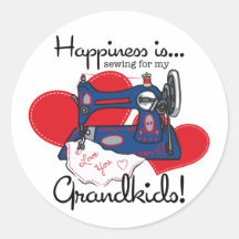 Happiness Is Sewing Round Sticker
