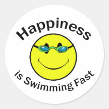Happiness is Swimming Fast Round Sticker