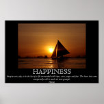 Happiness Sunset Sailboat Motivational Poster