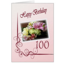 Happy 100th Birthday Card - Flower Bouquet
