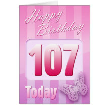 Happy 107th Birthday Grand Mother Great-Aunt Mum Greeting Card