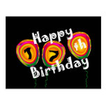 Happy 17th Birthday Colourful Balloons Postcard