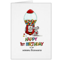 Happy 1st Birthday to Goddaughter Greeting Card