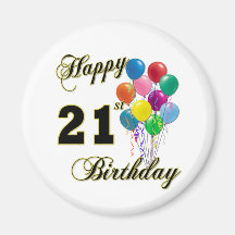 Happy 21st Birthday with Balloons Magnet