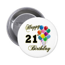 Happy 21st Birthday with Balloons Pins