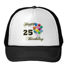 Happy 25th Birthday Gifts with Balloons Hats
