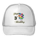 Happy 3rd Birthday Hats and Baseball Caps