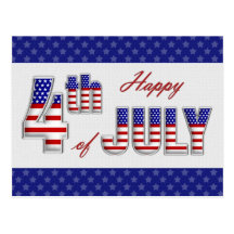 Happy 4th of July. Customisable Post Card