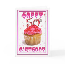 Happy 50th Birthday sweet cup cake Card