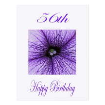 Happy 56th Birthday purple Blossom Postcard